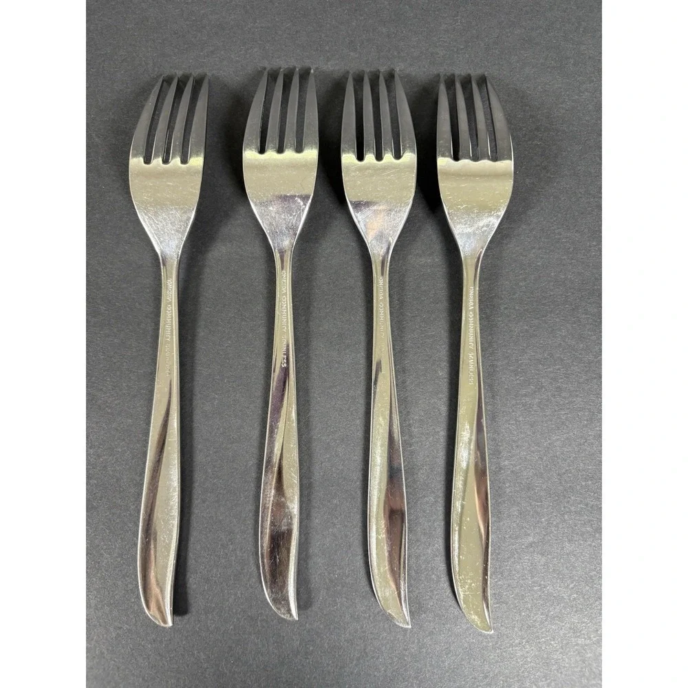 Lot 4 Oneida Community Stainless Starburst Atomic Star Salad Forks 7